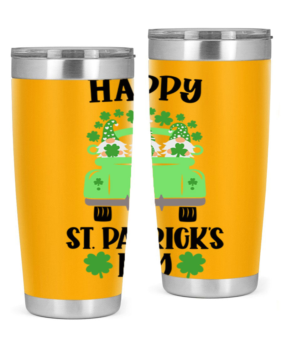 Happy St Patricks Day Style 93# Tumbler featuring a festive design, double wall vacuum insulation, and a press-in lid.