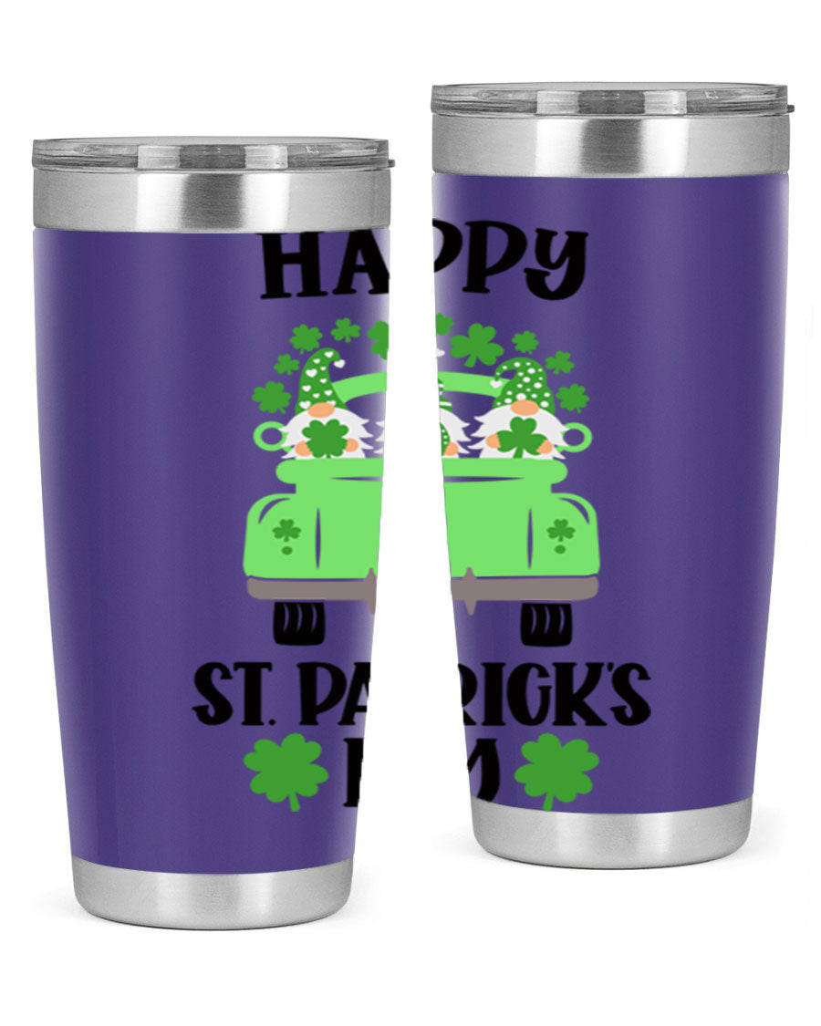 Happy St Patricks Day Style 93# Tumbler featuring a festive design, double wall vacuum insulation, and a press-in lid.