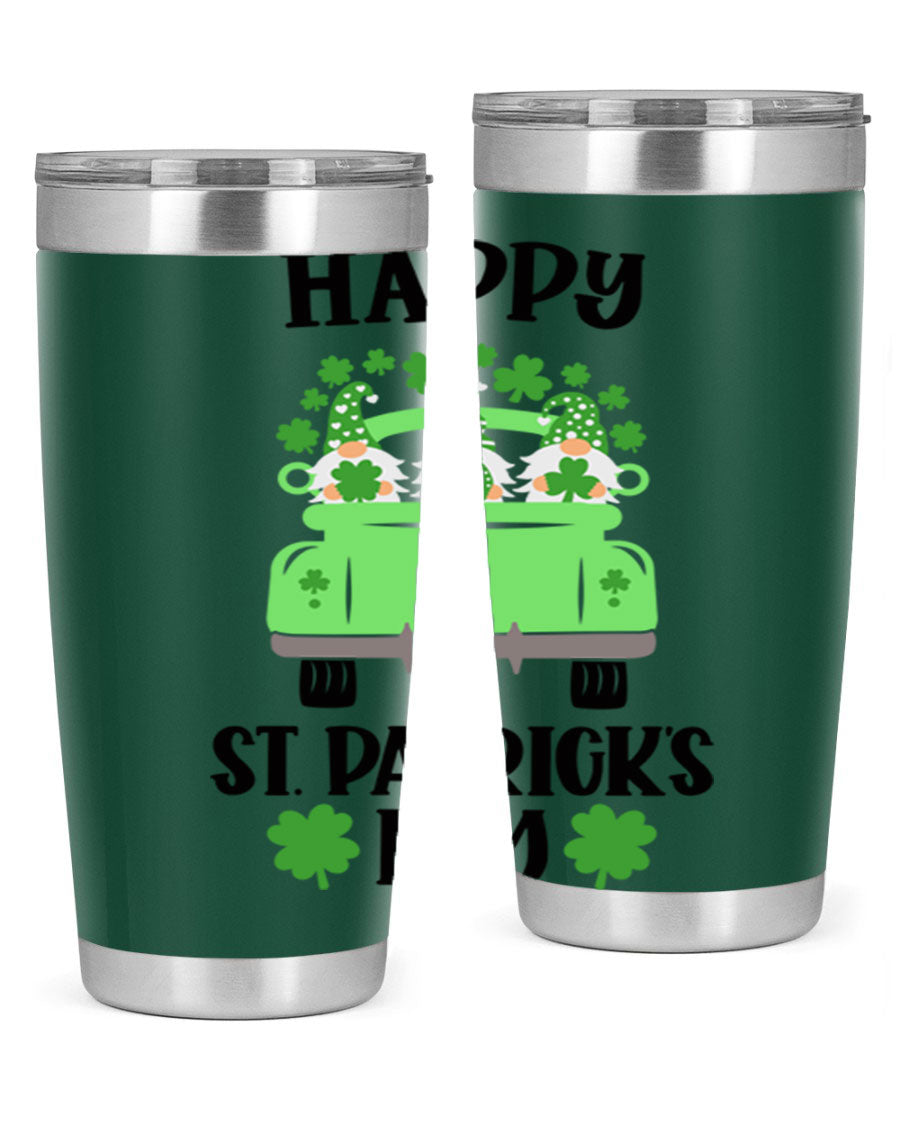Happy St Patricks Day Style 93# Tumbler featuring a festive design, double wall vacuum insulation, and a press-in lid.