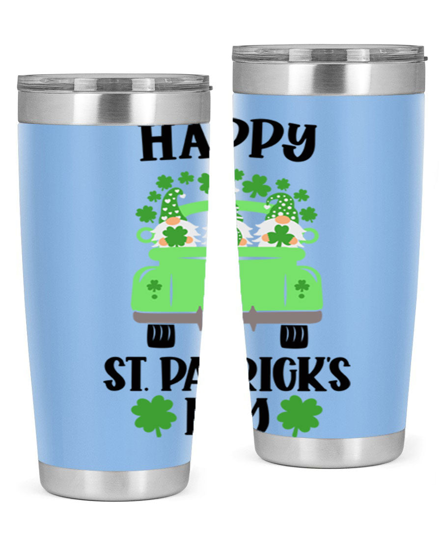 Happy St Patricks Day Style 93# Tumbler featuring a festive design, double wall vacuum insulation, and a press-in lid.