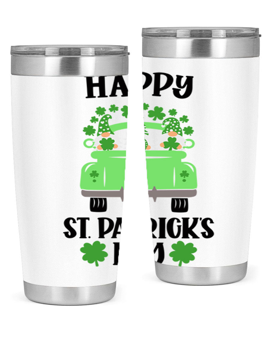 Happy St Patricks Day Style 93# Tumbler featuring a festive design, double wall vacuum insulation, and a press-in lid.
