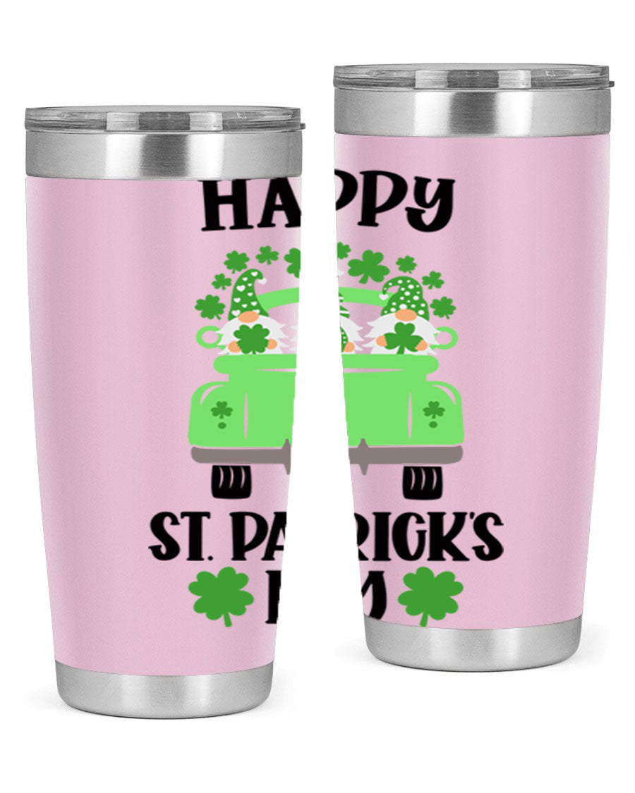 Happy St Patricks Day Style 93# Tumbler featuring a festive design, double wall vacuum insulation, and a press-in lid.