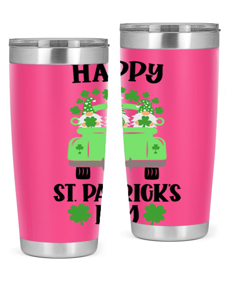 Happy St Patricks Day Style 93# Tumbler featuring a festive design, double wall vacuum insulation, and a press-in lid.