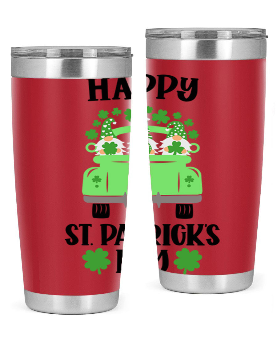 Happy St Patricks Day Style 93# Tumbler featuring a festive design, double wall vacuum insulation, and a press-in lid.