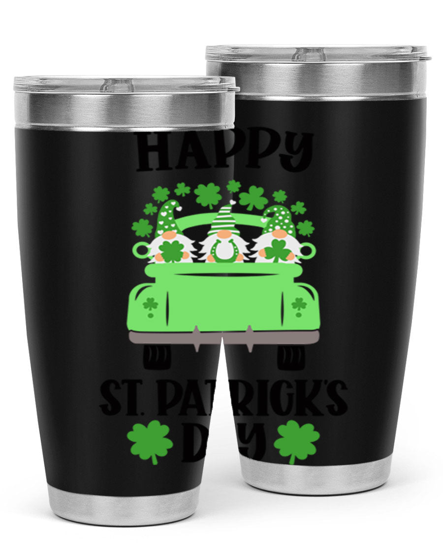 Happy St Patricks Day Style 93# Tumbler featuring a festive design, double wall vacuum insulation, and a press-in lid.