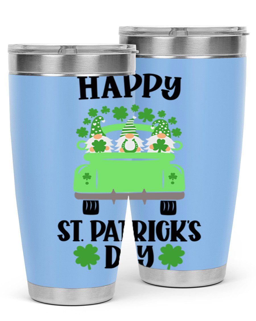 Happy St Patricks Day Style 93# Tumbler featuring a festive design, double wall vacuum insulation, and a press-in lid.