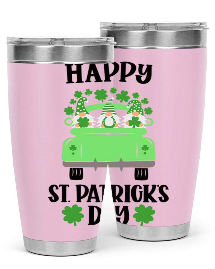 Happy St Patricks Day Style 93# Tumbler featuring a festive design, double wall vacuum insulation, and a press-in lid.