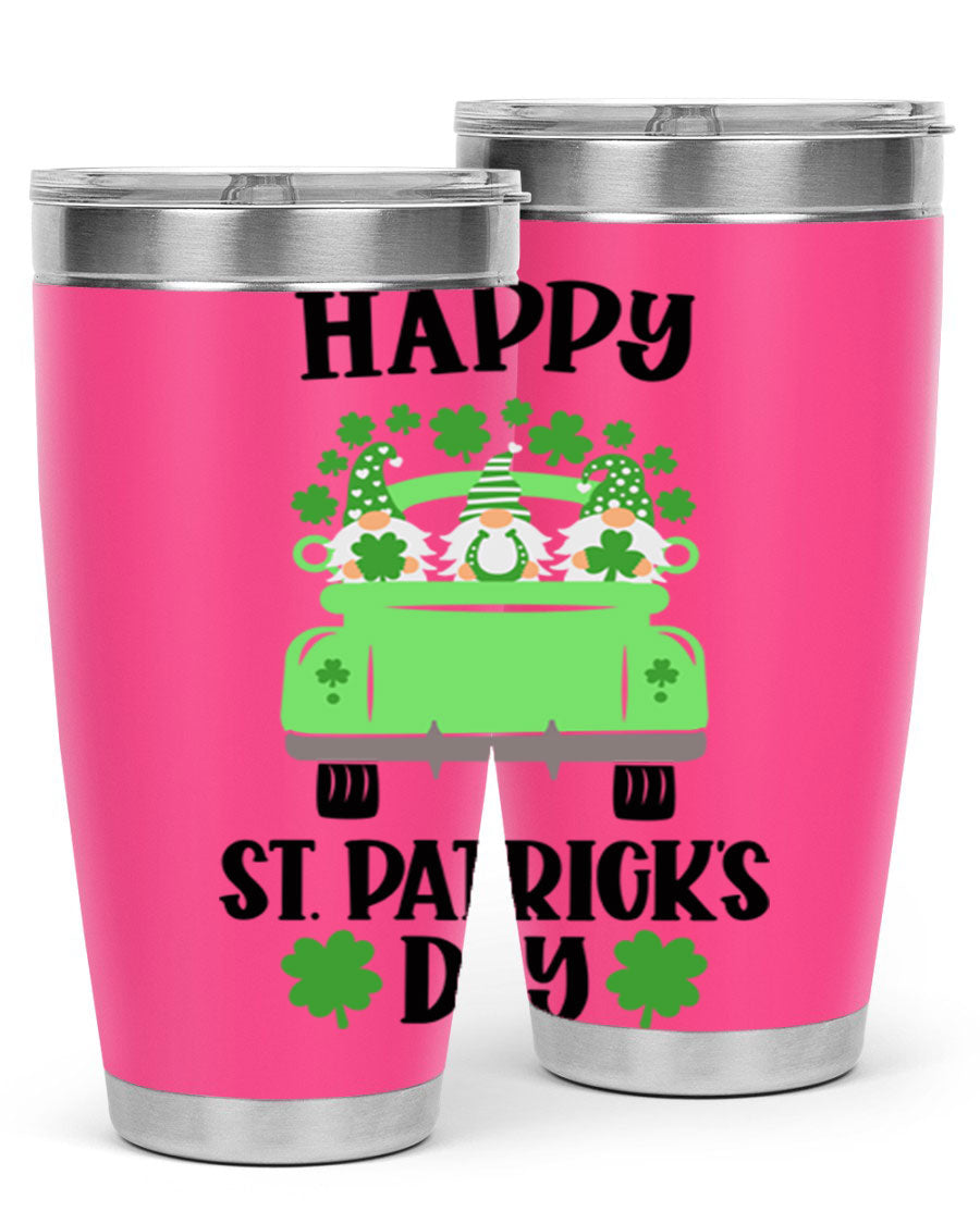 Happy St Patricks Day Style 93# Tumbler featuring a festive design, double wall vacuum insulation, and a press-in lid.