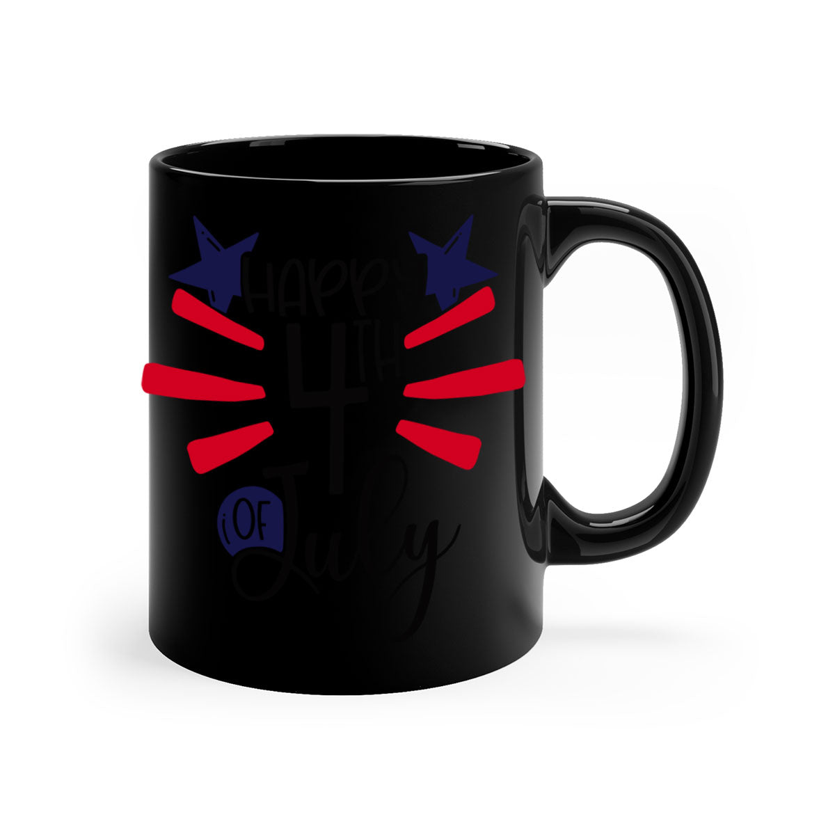 Happy 4th of July Mug with colorful handle and glossy finish, perfect for coffee or tea.