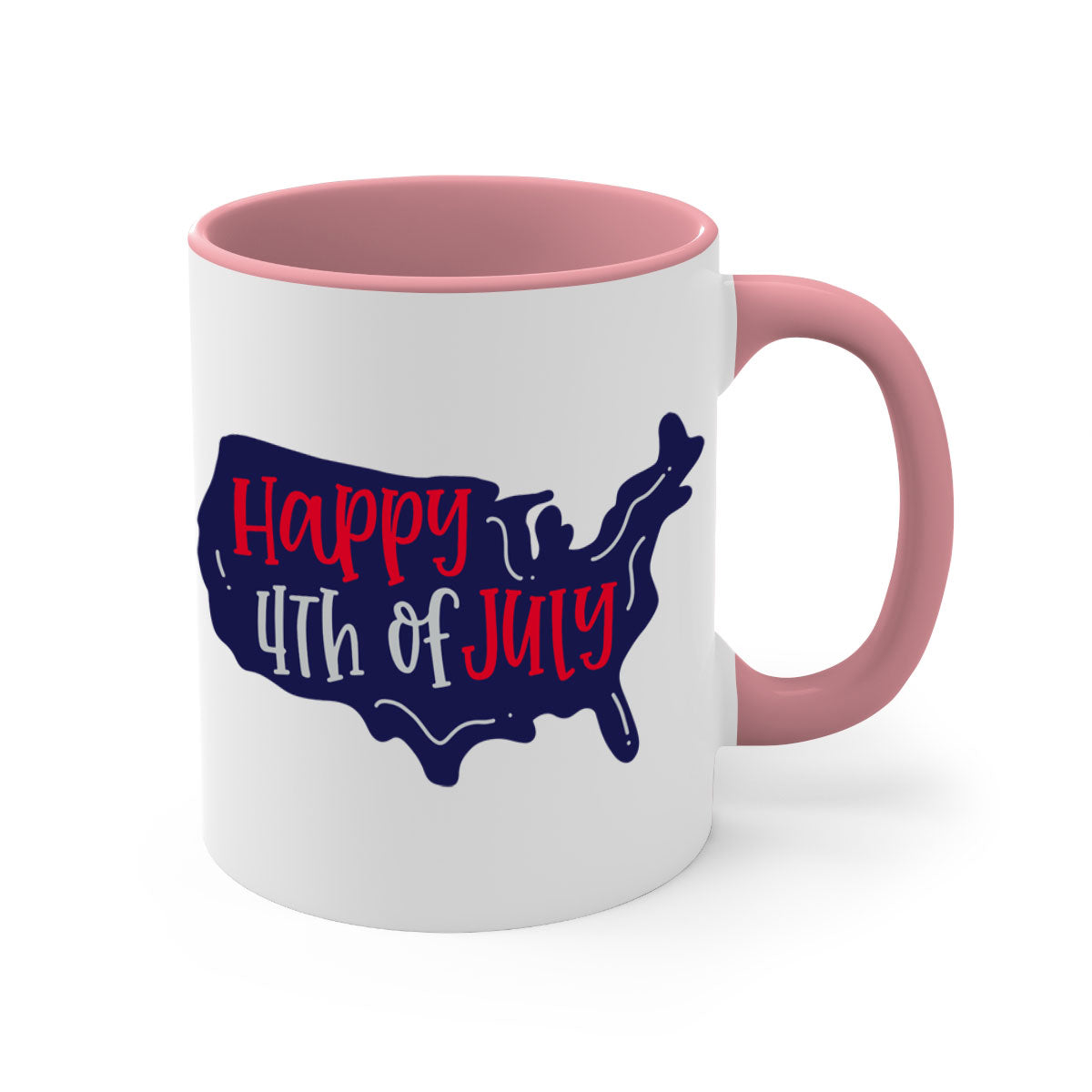 Happy 4th Of July Mug with colorful handle and glossy finish, perfect for coffee or tea.