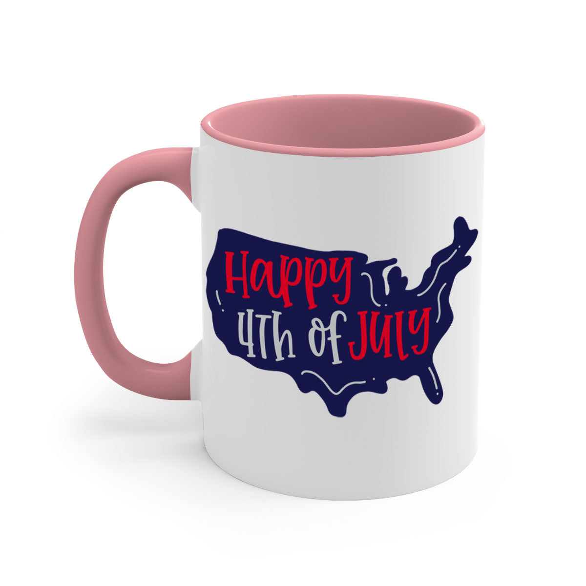 Happy 4th Of July Mug with colorful handle and glossy finish, perfect for coffee or tea.