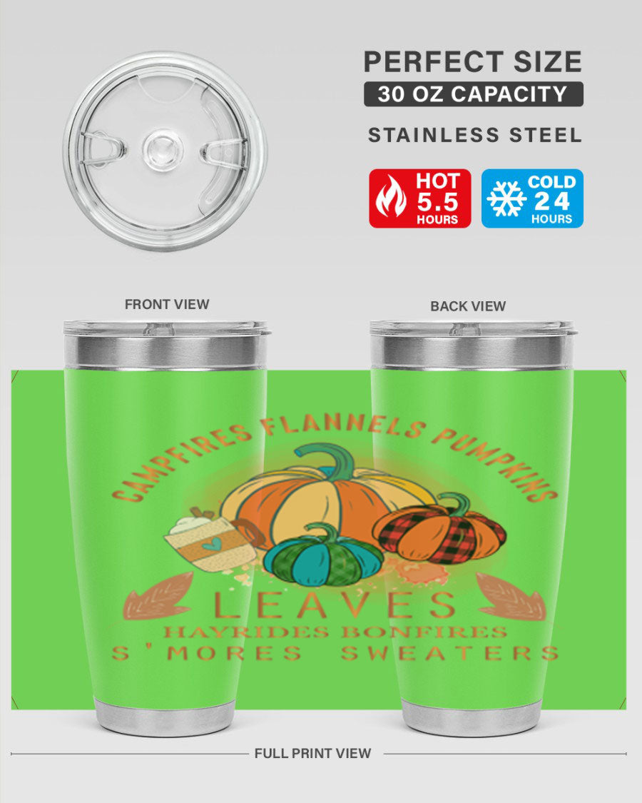 Happy Thanksgiving 249# Tumbler in stainless steel with festive design, perfect for hot and cold beverages.