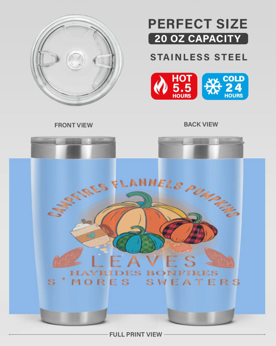 Happy Thanksgiving 249# Tumbler in stainless steel with festive design, perfect for hot and cold beverages.