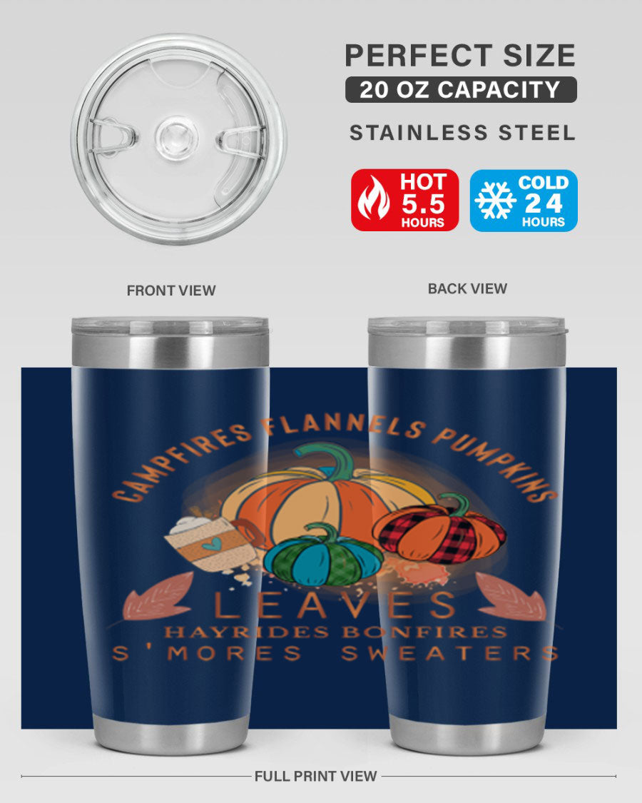 Happy Thanksgiving 249# Tumbler in stainless steel with festive design, perfect for hot and cold beverages.