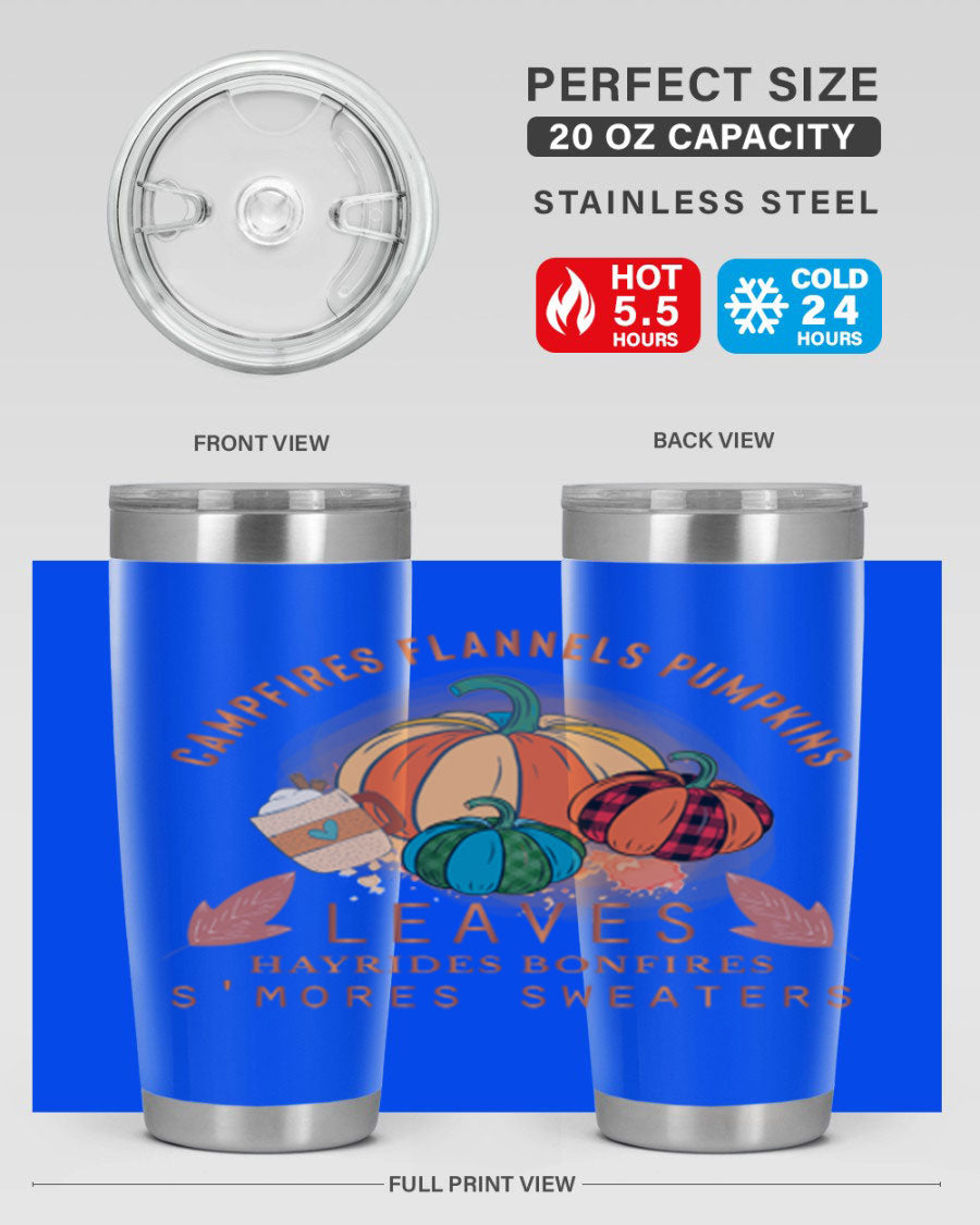 Happy Thanksgiving 249# Tumbler in stainless steel with festive design, perfect for hot and cold beverages.