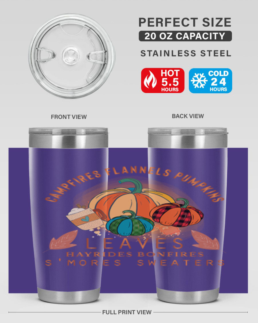 Happy Thanksgiving 249# Tumbler in stainless steel with festive design, perfect for hot and cold beverages.