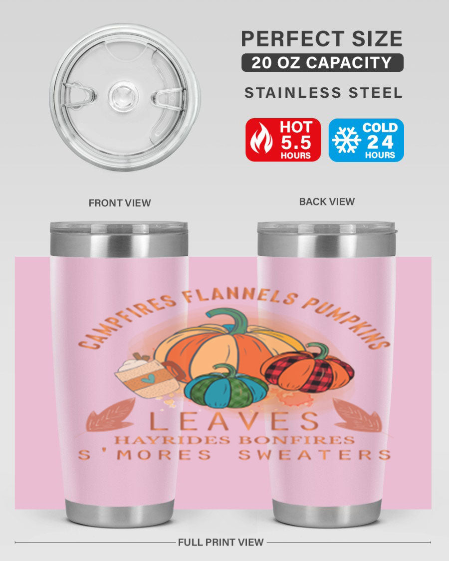 Happy Thanksgiving 249# Tumbler in stainless steel with festive design, perfect for hot and cold beverages.