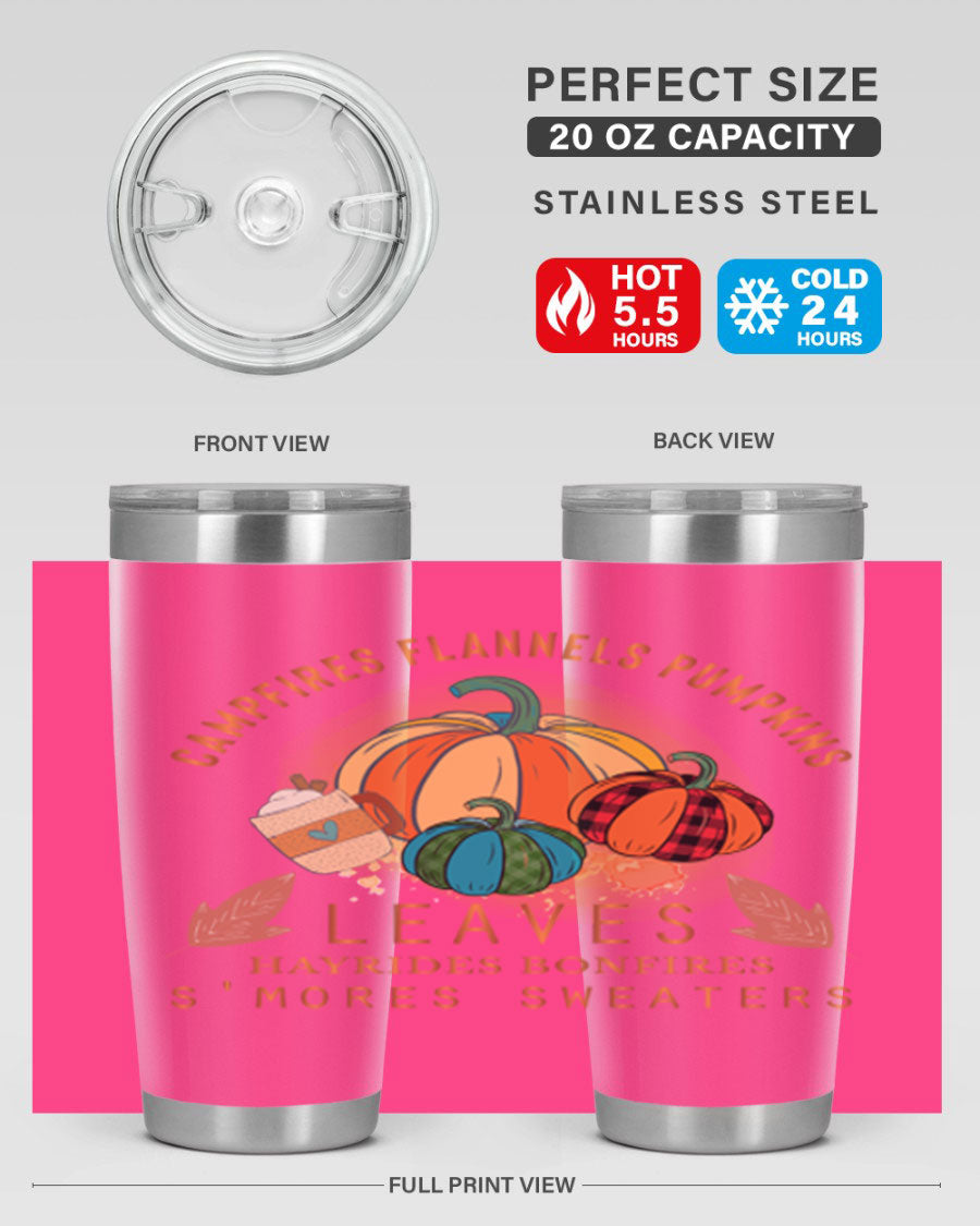 Happy Thanksgiving 249# Tumbler in stainless steel with festive design, perfect for hot and cold beverages.