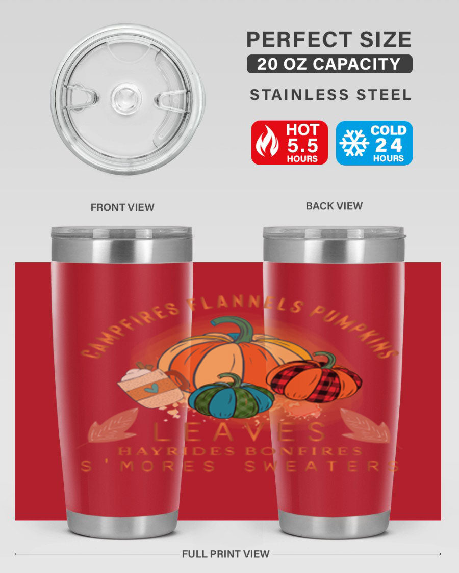 Happy Thanksgiving 249# Tumbler in stainless steel with festive design, perfect for hot and cold beverages.