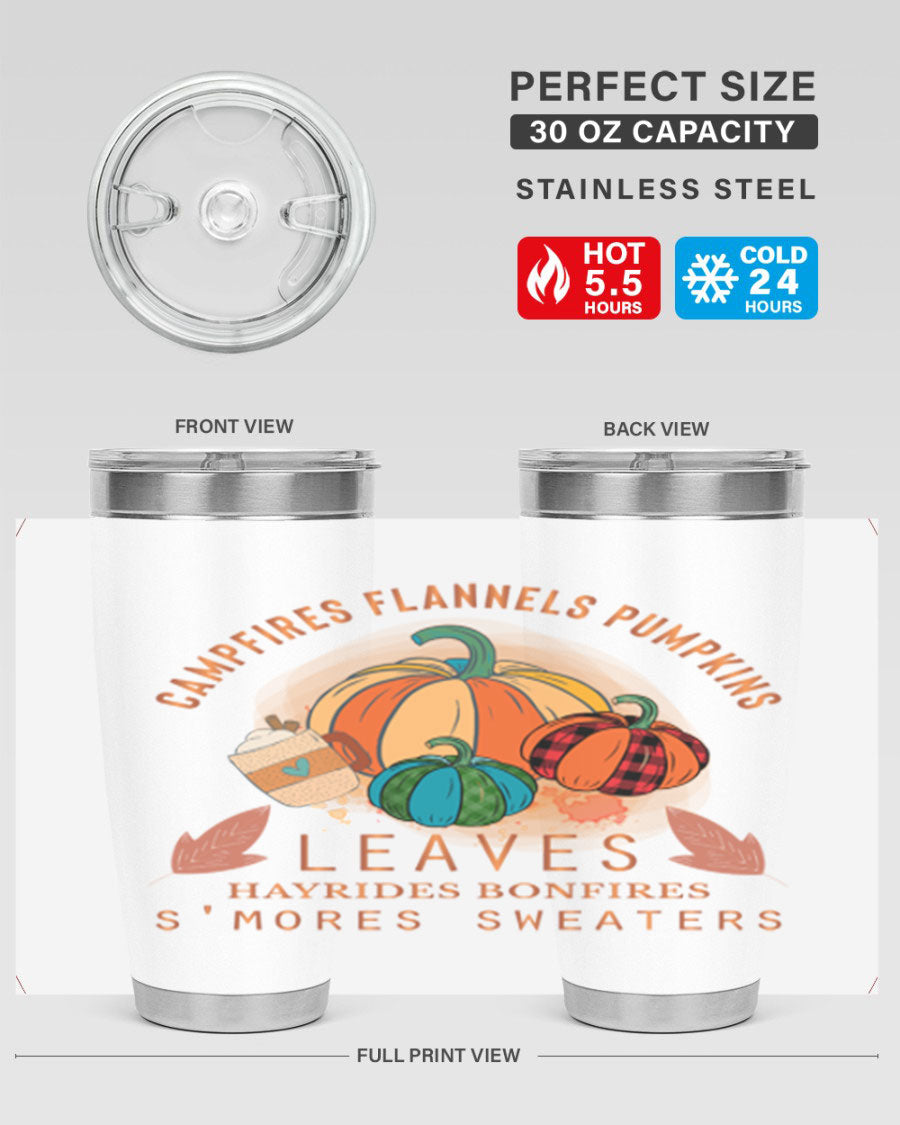 Happy Thanksgiving 249# Tumbler in stainless steel with festive design, perfect for hot and cold beverages.