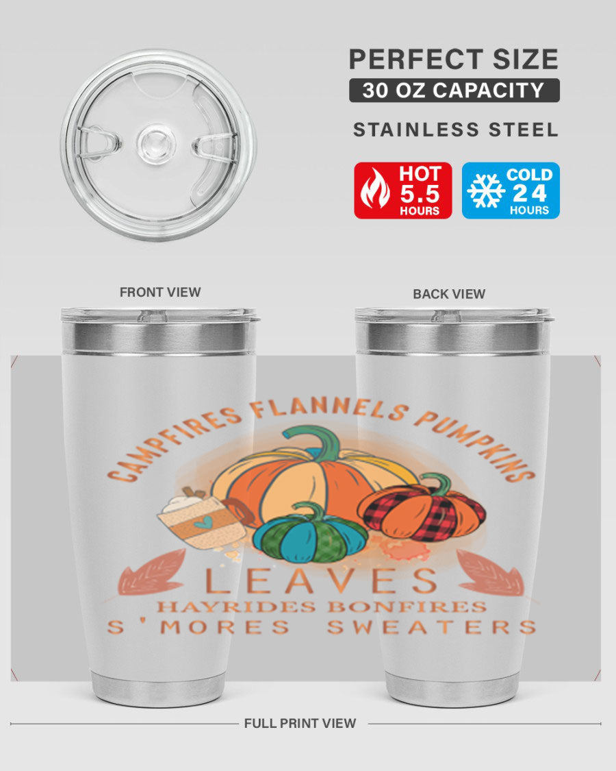 Happy Thanksgiving 249# Tumbler in stainless steel with festive design, perfect for hot and cold beverages.
