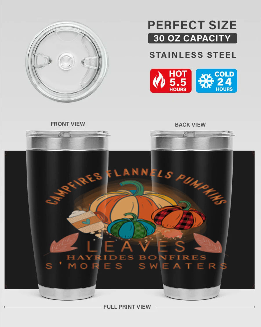 Happy Thanksgiving 249# Tumbler in stainless steel with festive design, perfect for hot and cold beverages.