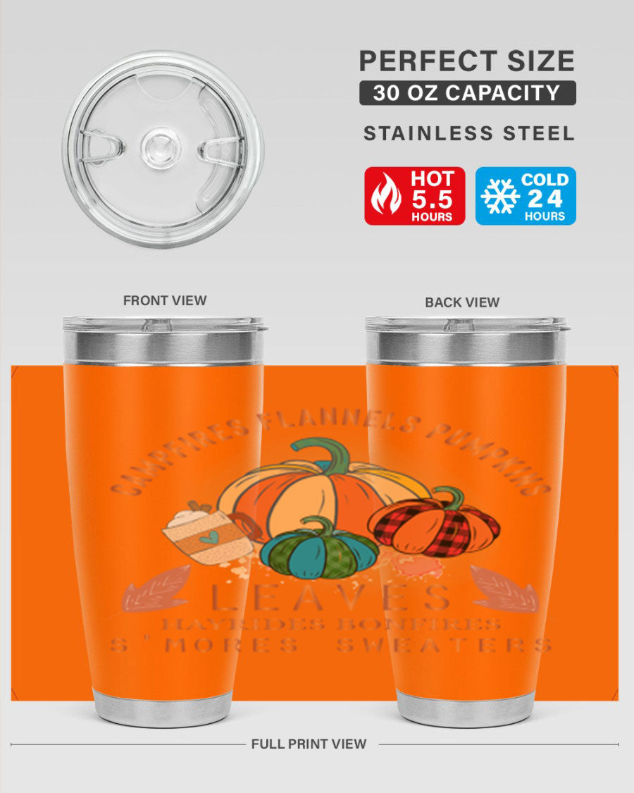 Happy Thanksgiving 249# Tumbler in stainless steel with festive design, perfect for hot and cold beverages.