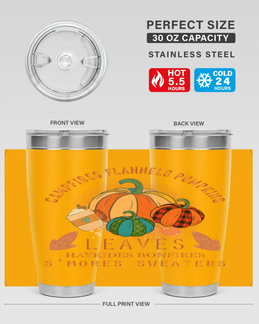 Happy Thanksgiving 249# Tumbler in stainless steel with festive design, perfect for hot and cold beverages.