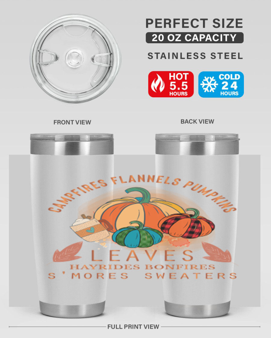 Happy Thanksgiving 249# Tumbler in stainless steel with festive design, perfect for hot and cold beverages.