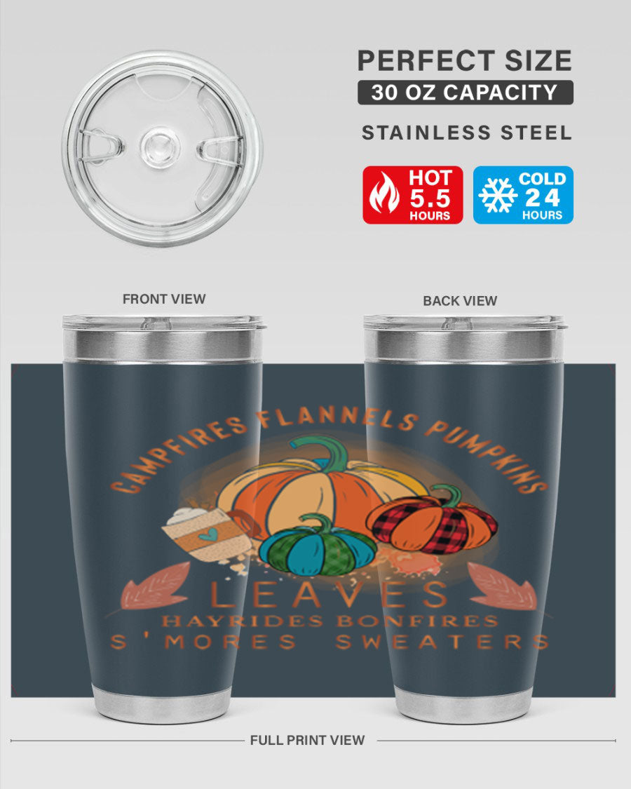 Happy Thanksgiving 249# Tumbler in stainless steel with festive design, perfect for hot and cold beverages.
