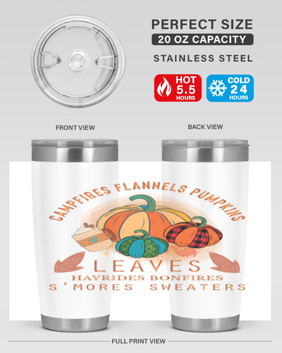 Happy Thanksgiving 249# Tumbler in stainless steel with festive design, perfect for hot and cold beverages.