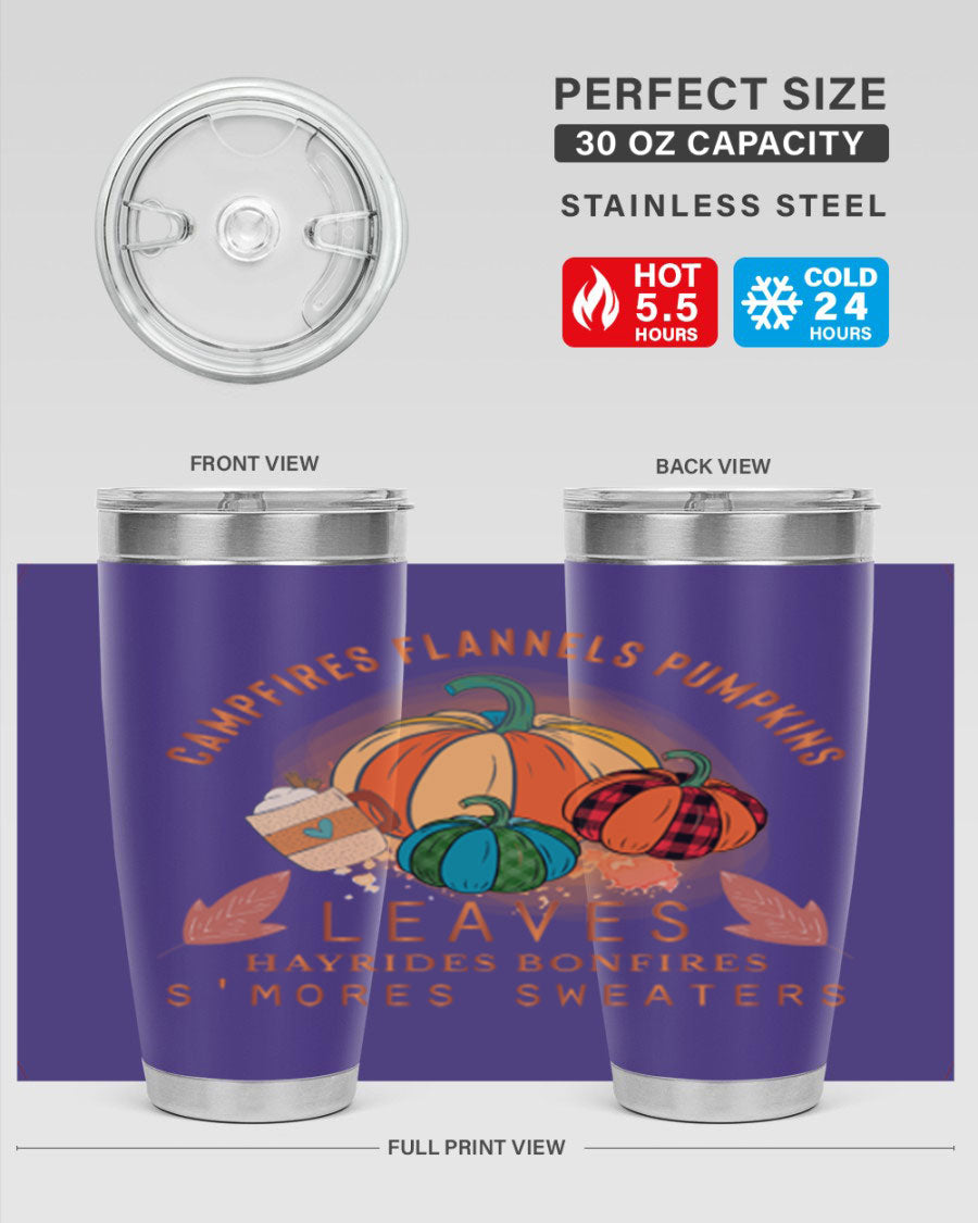 Happy Thanksgiving 249# Tumbler in stainless steel with festive design, perfect for hot and cold beverages.