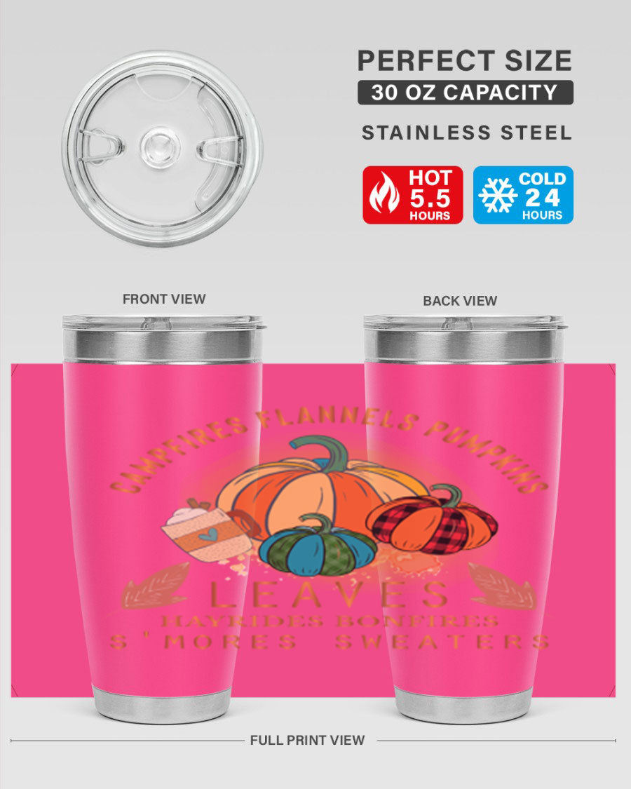 Happy Thanksgiving 249# Tumbler in stainless steel with festive design, perfect for hot and cold beverages.