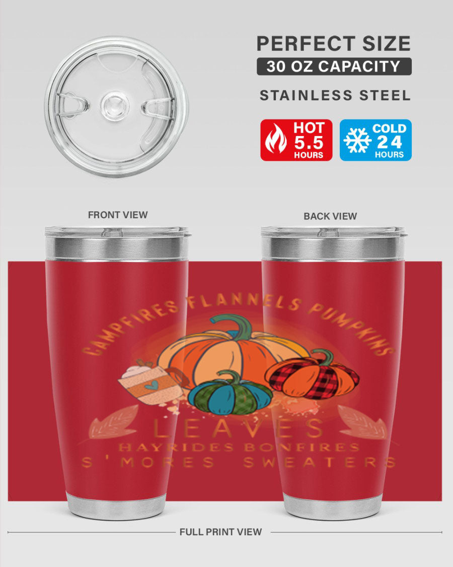 Happy Thanksgiving 249# Tumbler in stainless steel with festive design, perfect for hot and cold beverages.