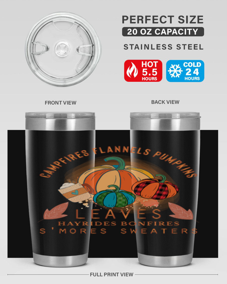Happy Thanksgiving 249# Tumbler in stainless steel with festive design, perfect for hot and cold beverages.