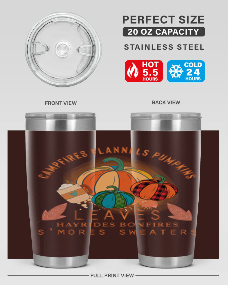 Happy Thanksgiving 249# Tumbler in stainless steel with festive design, perfect for hot and cold beverages.