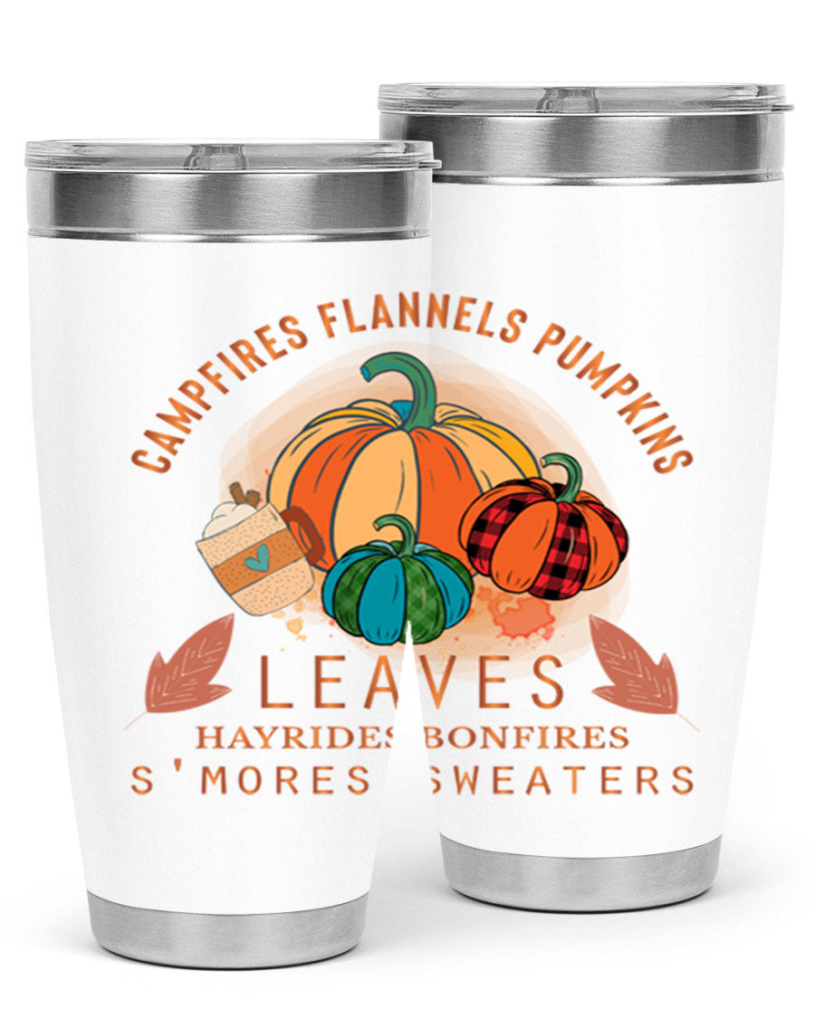 Happy Thanksgiving 249# Tumbler in stainless steel with festive design, perfect for hot and cold beverages.