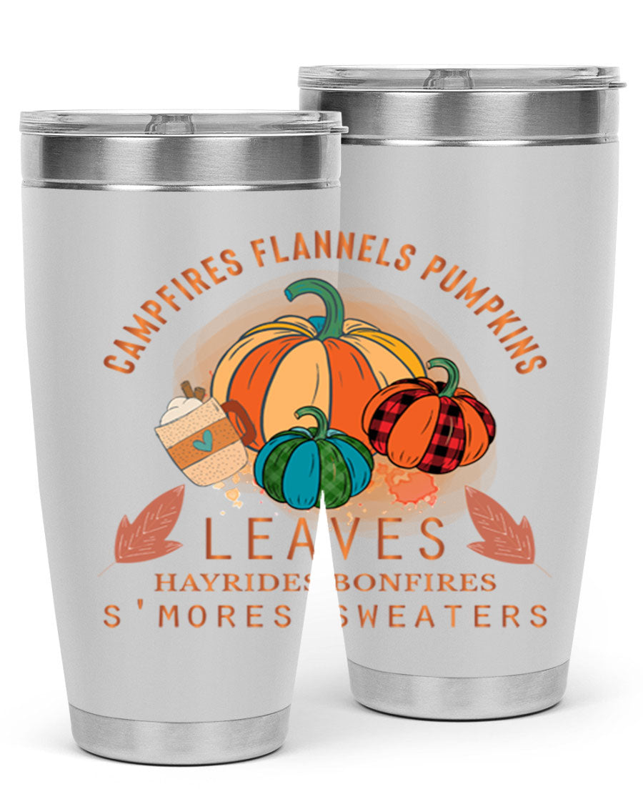 Happy Thanksgiving 249# Tumbler in stainless steel with festive design, perfect for hot and cold beverages.