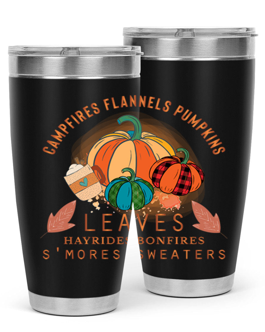 Happy Thanksgiving 249# Tumbler in stainless steel with festive design, perfect for hot and cold beverages.