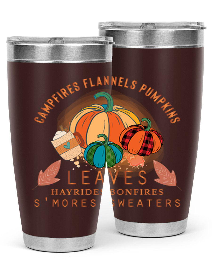 Happy Thanksgiving 249# Tumbler in stainless steel with festive design, perfect for hot and cold beverages.