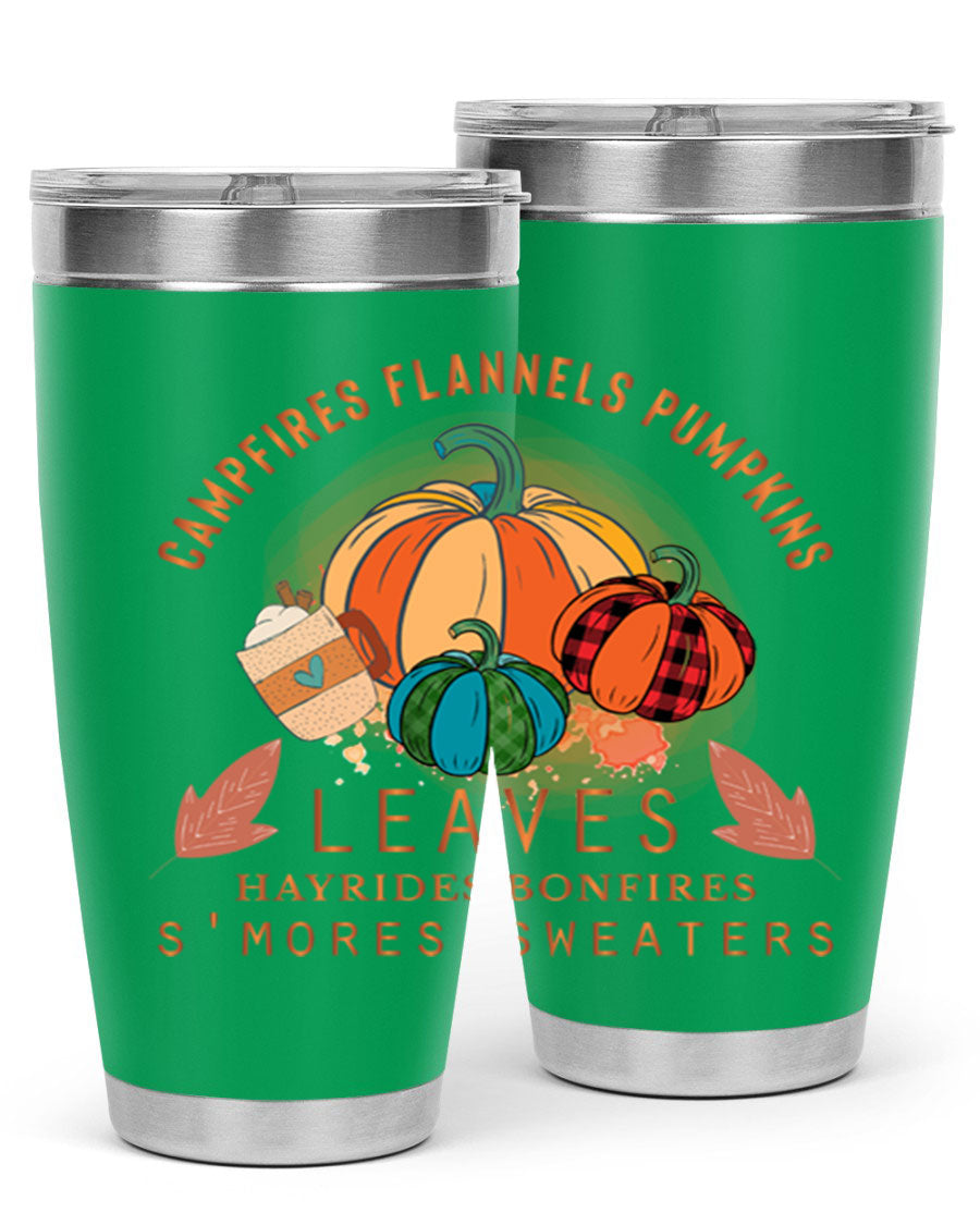 Happy Thanksgiving 249# Tumbler in stainless steel with festive design, perfect for hot and cold beverages.