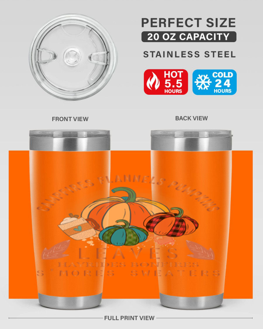 Happy Thanksgiving 249# Tumbler in stainless steel with festive design, perfect for hot and cold beverages.