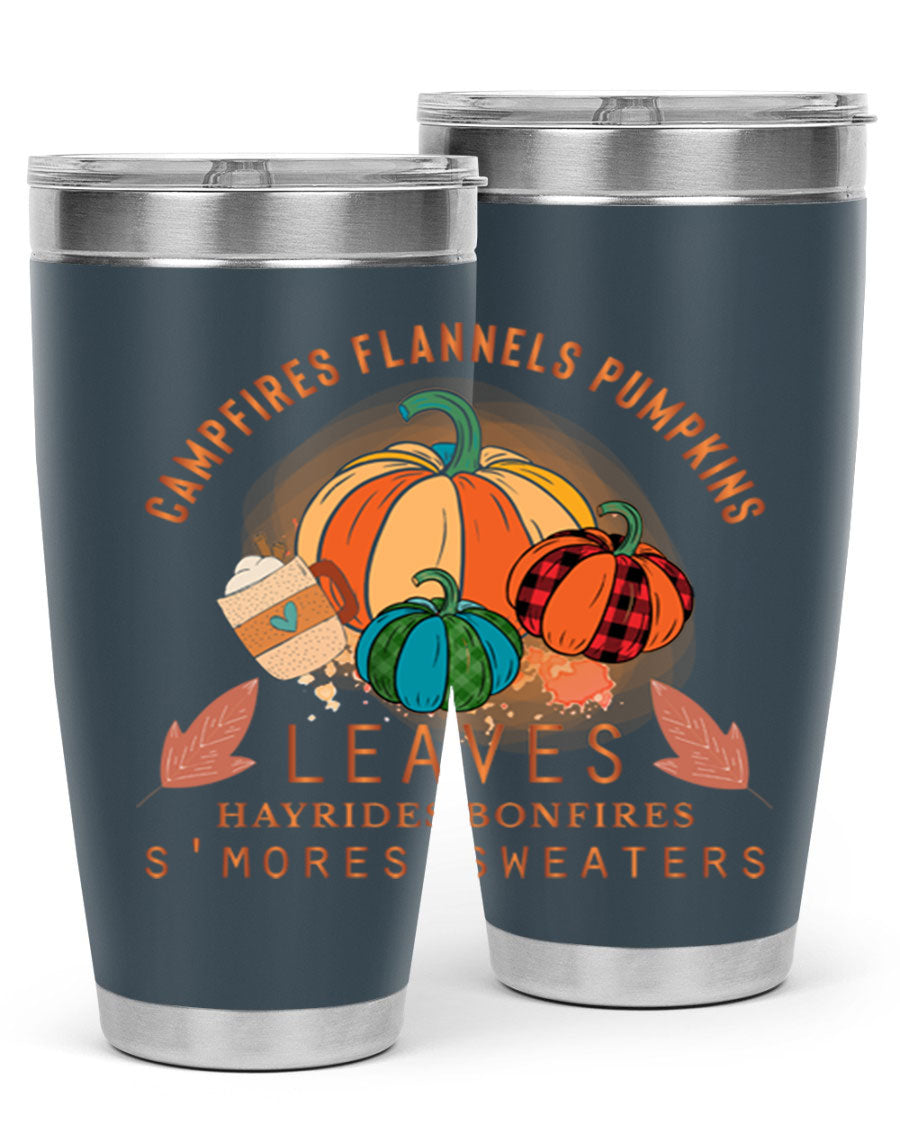 Happy Thanksgiving 249# Tumbler in stainless steel with festive design, perfect for hot and cold beverages.