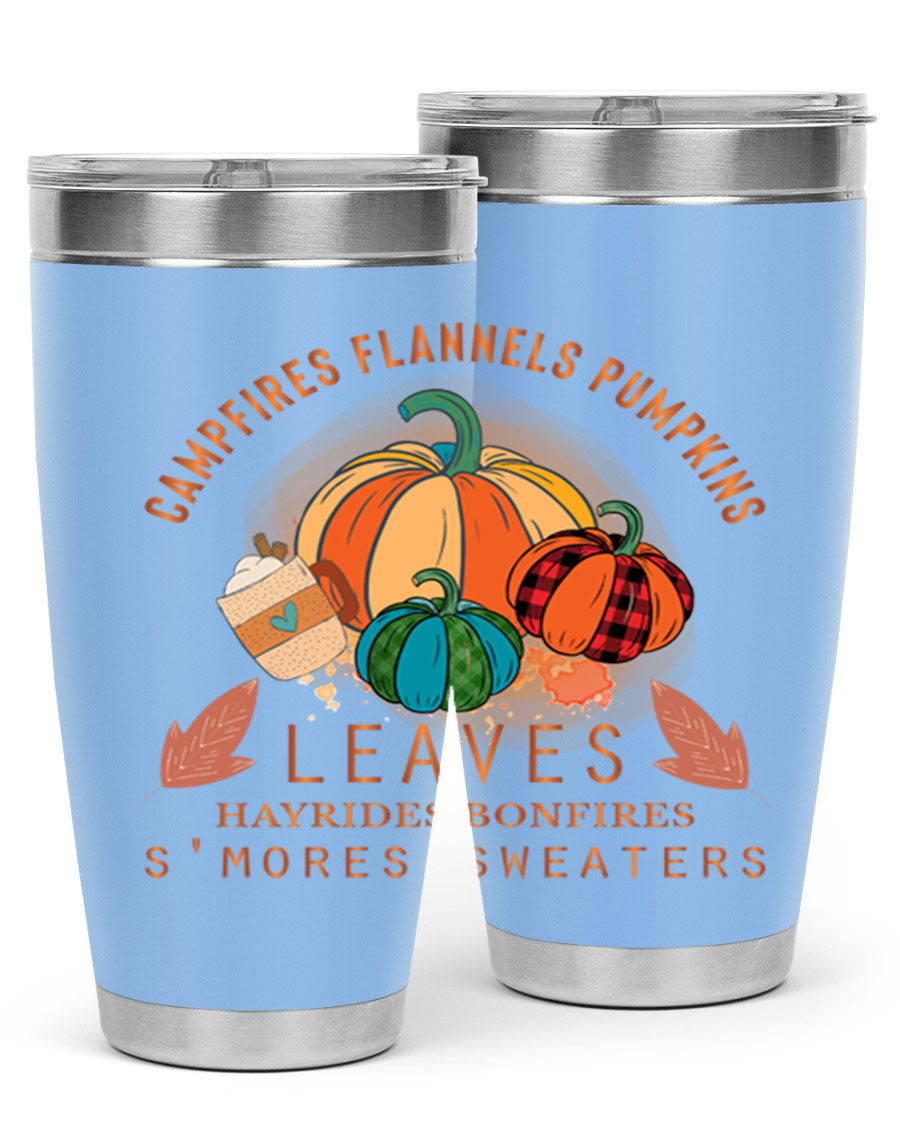 Happy Thanksgiving 249# Tumbler in stainless steel with festive design, perfect for hot and cold beverages.