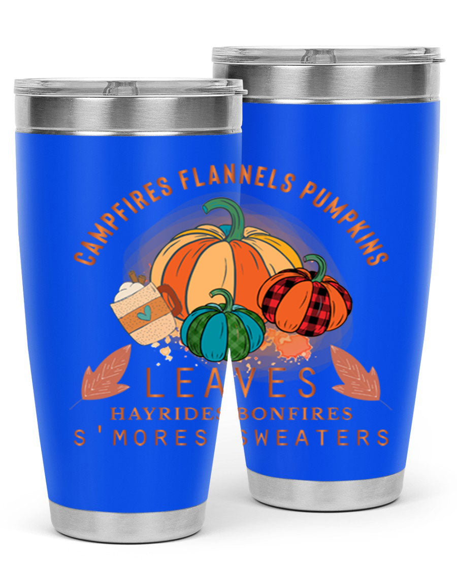 Happy Thanksgiving 249# Tumbler in stainless steel with festive design, perfect for hot and cold beverages.
