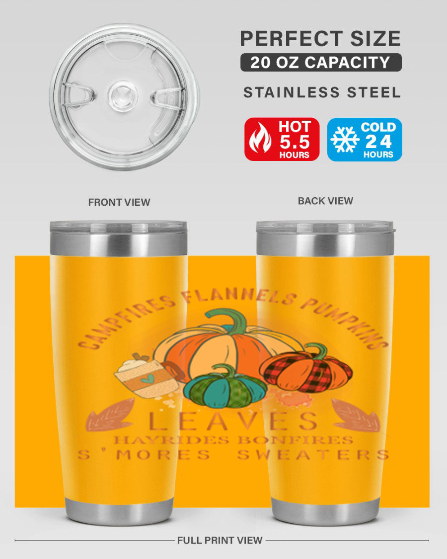 Happy Thanksgiving 249# Tumbler in stainless steel with festive design, perfect for hot and cold beverages.