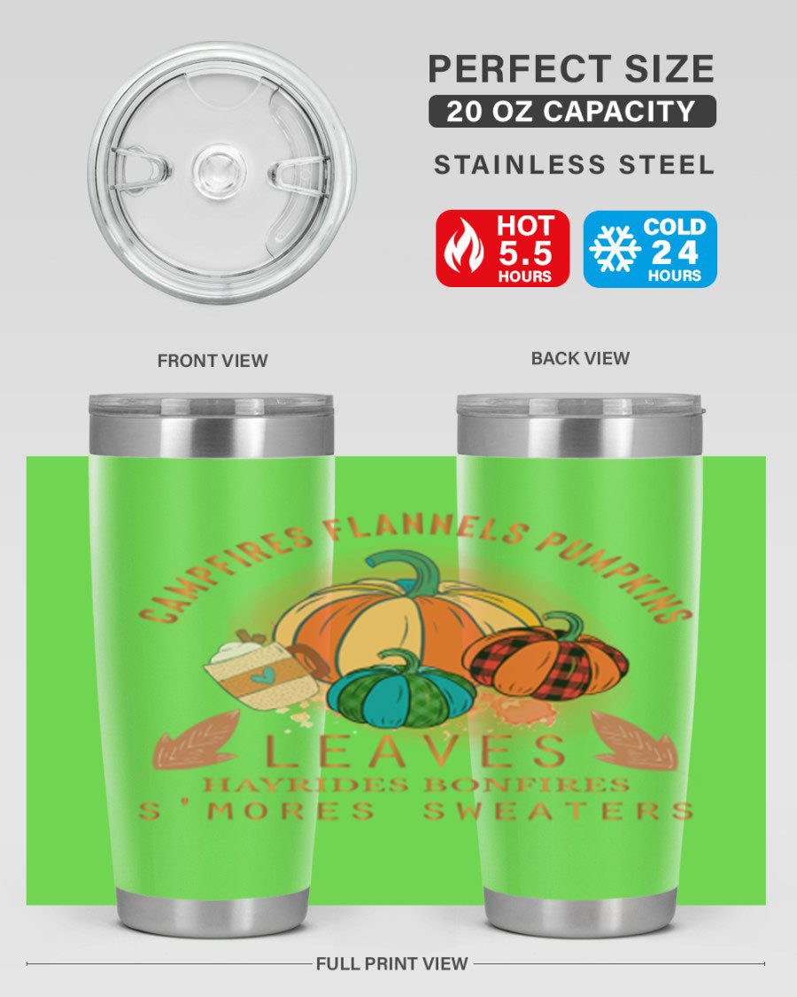 Happy Thanksgiving 249# Tumbler in stainless steel with festive design, perfect for hot and cold beverages.