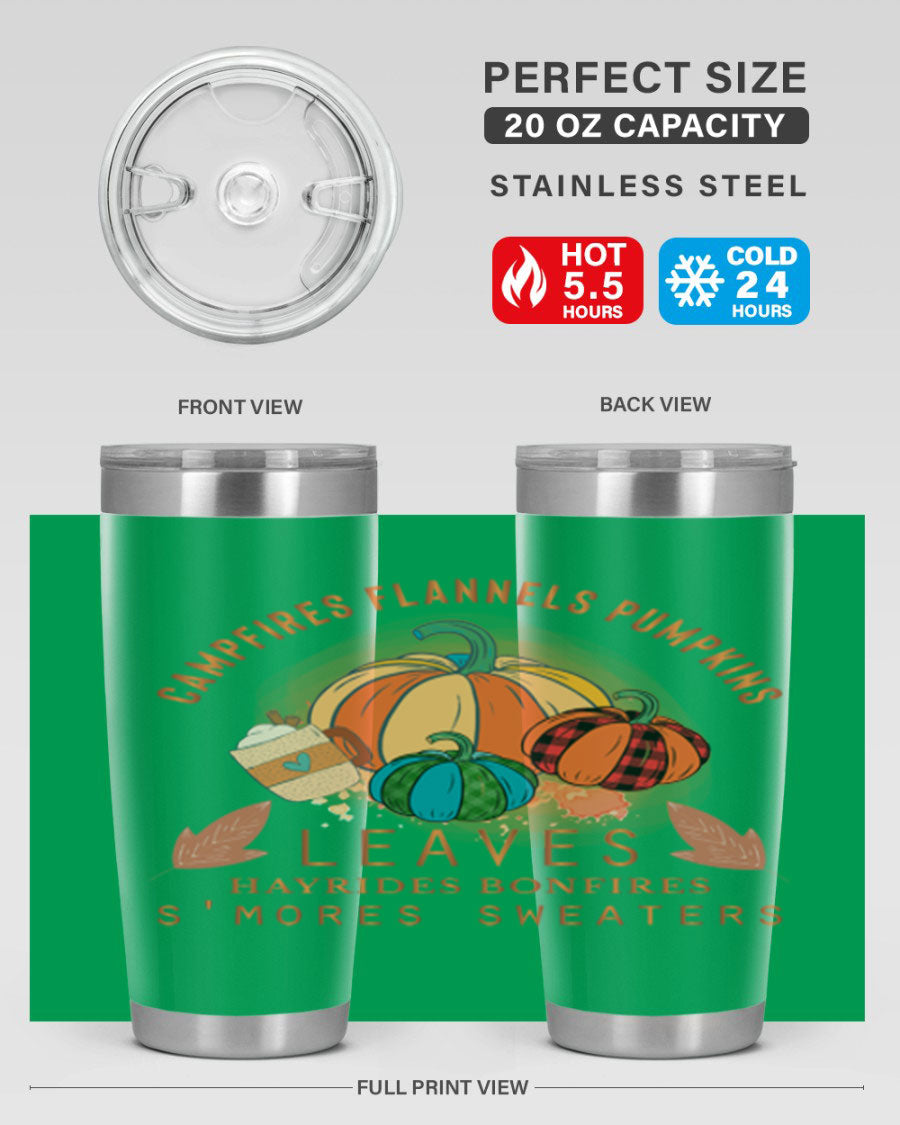 Happy Thanksgiving 249# Tumbler in stainless steel with festive design, perfect for hot and cold beverages.