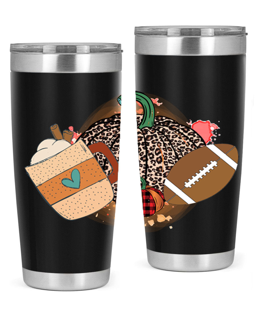 Happy Thanksgiving 250# tumbler in stainless steel with festive design, perfect for hot and cold beverages.