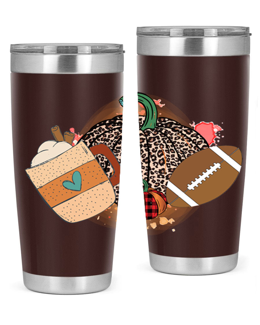 Happy Thanksgiving 250# tumbler in stainless steel with festive design, perfect for hot and cold beverages.